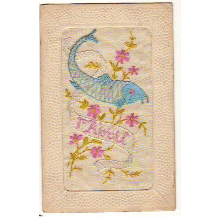n°24703 - Carte Brodée - 1er Avril - Poisson