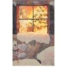 n°24706 - Illustrateur - Mili Weber - Une femme et des enfants autour d'un sapin, vu par une fenêtre