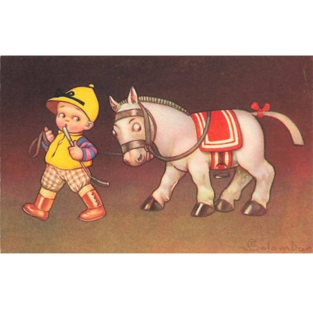 n°24709 - Illustrateur - E. Colombo - Jockey tenant son cheval