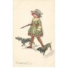 n°24711 - Illustrateur - L.A. Mauzan - Jeune fille portant un fusil entourée de deux teckels - dackel