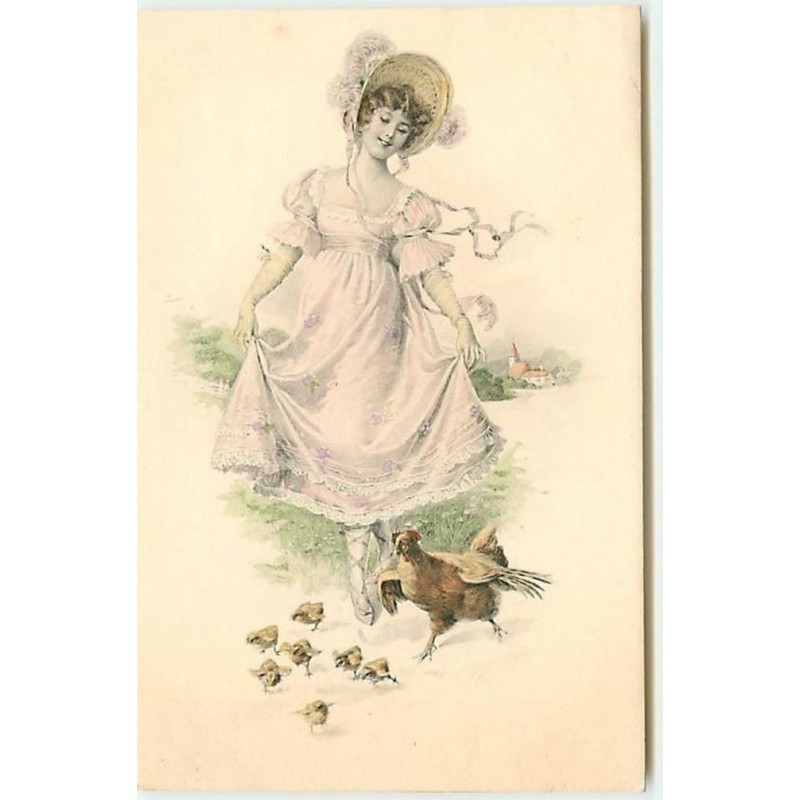 n°11823 - MM Vienne n°179 - Jeune femme parmi une poule et ses poussins