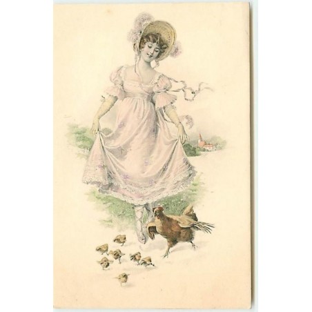 n°11823 - MM Vienne n°179 - Jeune femme parmi une poule et ses poussins