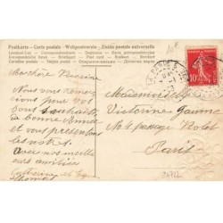 n°24722 - Carte Gaufrée - Bonne Année - Ange tirant un panier rempli de pièces d'or