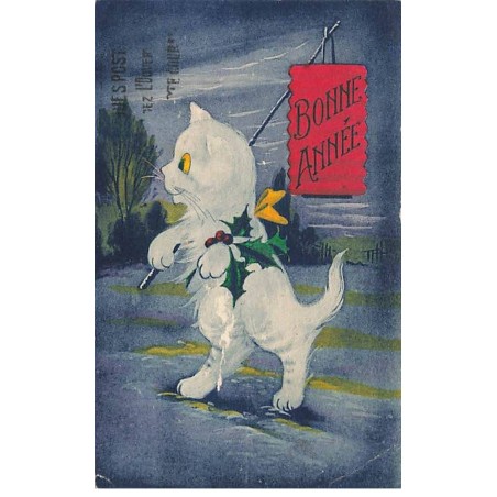n°24726 - Nouvel An - Bonne Année - Chat portant un lampion