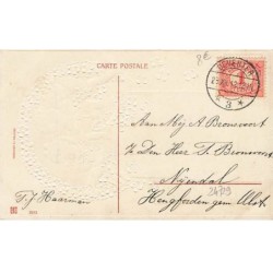 n°24729 - Carte Gaufrée - Gelukkig Nieuw Jaar - Enfants assis sur un éphéméride