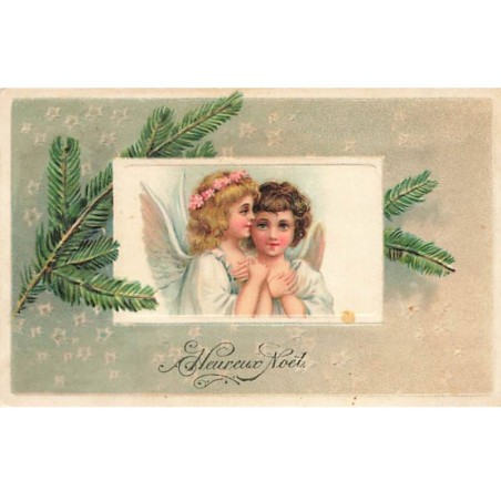 n°24740 - Carte Gaufrée - Heureux Noël - Anges priant