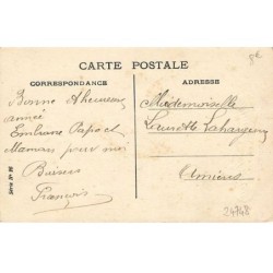 n°24748 - Edmond Sornein - Bonne Année - Chat regardant une souris dans un trou de fromage - Vignette Propreté