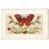 n°24754 - Carte Brodée - Bonne Fête - Papillon au milieu de fleurs - Drapeaux