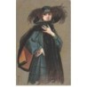 n°24757 - Illustrateur - E. Colombo - Jeune femme portant un chapeau à plumes, et une écharpe en fourrure