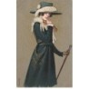 n°24758 - Illustrateur - E. Colombo - Jeune femme portant un chapeau avec de la fourrure, et tenant une canne