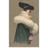 n°24759 - Illustrateur - E. Colombo - Jeune femme portant un chale avec des plumes
