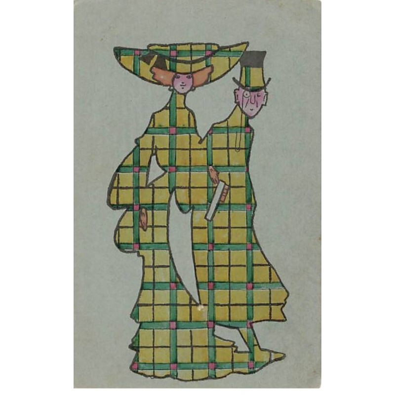 n°24762 - Illustrateur - Couple se promenant et portant des tenues assorties