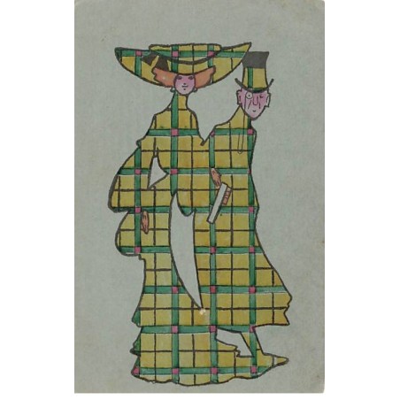 n°24762 - Illustrateur - Couple se promenant et portant des tenues assorties