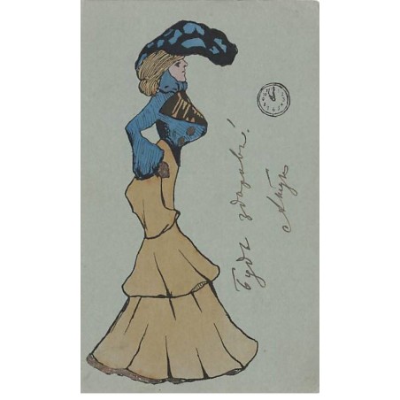 n°24763 - Illustrateur - KVIB 12 Serie 12 - Jeune femme portant une jupe beige et un haut bleu