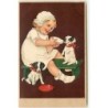 n°11830 - Carte Gaufrée - Flatscher - Bébé donnant le biberon à des chiots