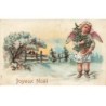 n°24782 - Carte Gaufrée - Joyeux Noël - Ange apportant un sapin