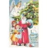 n°24783 - Carte Gaufrée - A Merry Christmas - Ange regardant le Père Noël - Poupée