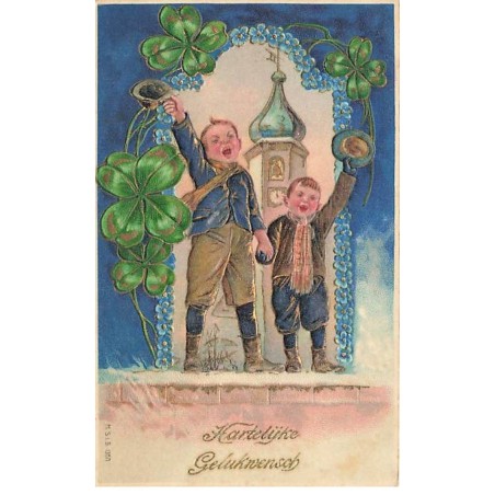 n°24788 - Carte Gaufrée - MSIB 13571 - Hartelijke Gelukwensch - Deux garçons