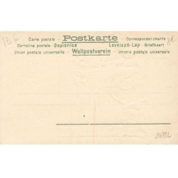 n°24792 - Carte Gaufrée - Chats - Un chat noir se promenant, deux autres chantant