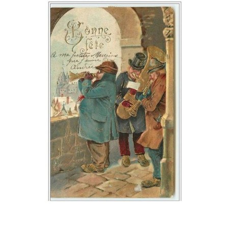 n°2480 - Carte  Gaufrée - Bonne Fête - Musiciens