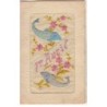 n°24802 - Carte Brodée - 1er Avril - Poissons et Fleurs