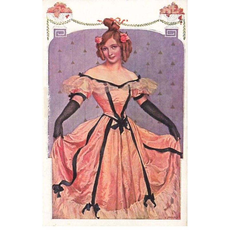 n°24812 - Fantaisie - Jeune femme en tenue de bal - Style Victorien