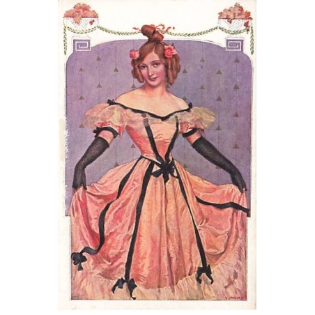 n°24812 - Fantaisie - Jeune femme en tenue de bal - Style Victorien