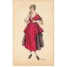 n°24822 - Illustrateur Edy - Jeune femme portant une robe rose, sentant une fleur