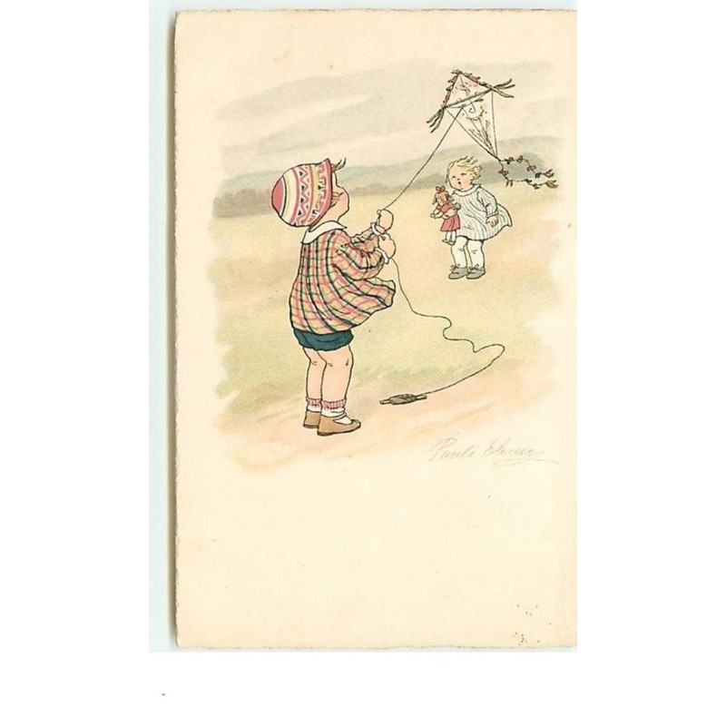 n°11856 - P. Ebner - Enfants jouant avec un cerf-volant