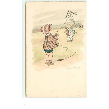 n°11856 - P. Ebner - Enfants jouant avec un cerf-volant