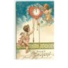 n°2484 - Carte Gaufrée - Prosit Neujahr - Angelots autour d'une pendule