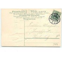 n°2484 - Carte Gaufrée - Prosit Neujahr - Angelots autour d'une pendule