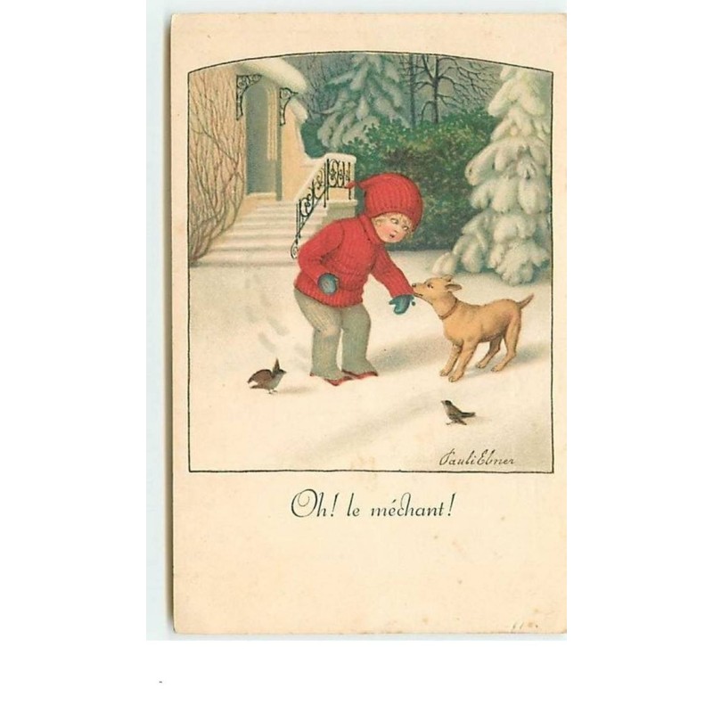 n°11857 - P. Ebner - Oh! le méchant - Chien mordant un enfant