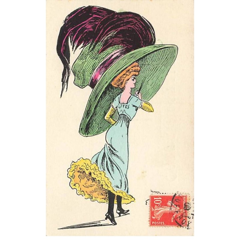 n°24855 - Illustrateur - Femme portant un très grand chapeau