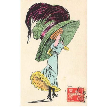 n°24855 - Illustrateur - Femme portant un très grand chapeau