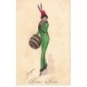 n°24856 - Illustrateur - Bonne Année - Bianca - Femme portant un chapeau rouge, et un manchon en fourrure