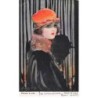 n°24858 - Illustrateur - Pensez à moi - Jeune femme avec un chapeau orange
