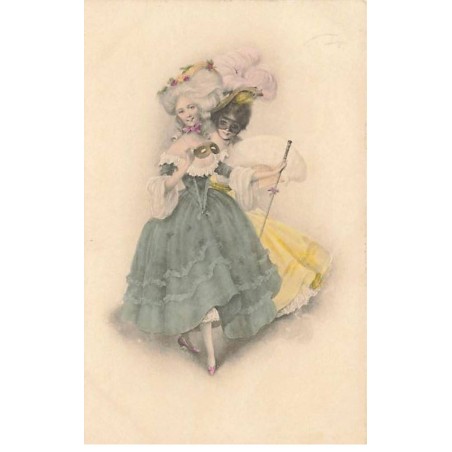 n°24870 - Illustrateur MM Vienne n°270 - Femmes en tenue de robe de bal, et portant des masques