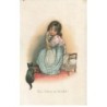 n°24874 - SB Pearse - Das Glück im Winkel - Fillette berçant une poupée sous le regard d'un chat