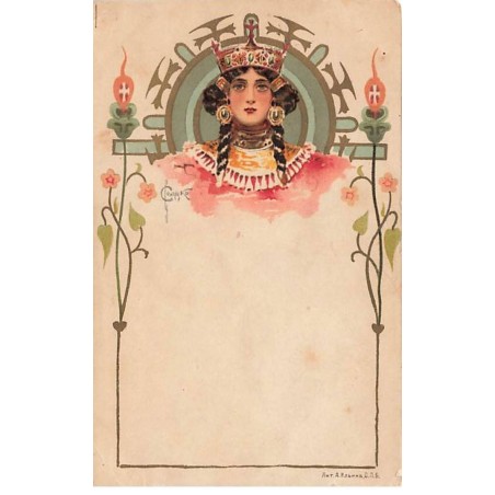n°24876 - Illustrateur - S. Solomko - Jeune femme portant une couronne - Carte vendue en l'état