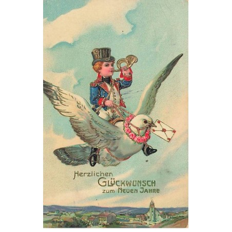 n°24881 - Nouvel An - Herzlichen Glückwunsch zum Neuen Jahre - Ange sur le dos d'une colombe