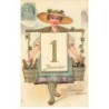 n°24885 - Carte Gaufrée - Heureuse Année - Jeune femme portant des bouteilles de champagne
