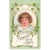 n°24896 - Art Nouveau - Bonne Fête - Portrait d'un enfant dans un médaillon - Paillettes