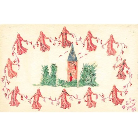 n°24899 - Représentation de Timbres - Cut Stamps - Mariannes faisant une ronde