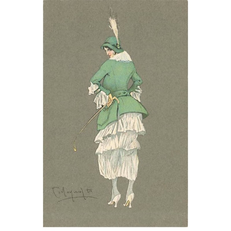 n°24903 - ADM - Serie n°1173 - Art Déco - Femme avec veste verte et cravache