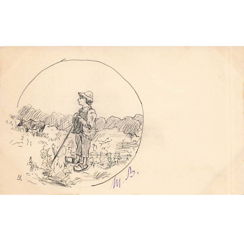 n°24906 - Carte dessinée à l'encre de chine - MB - Berger