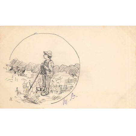 n°24906 - Carte dessinée à l'encre de chine - MB - Berger