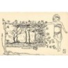 n°24908 - Carte dessinée à l'encre de chine - MM - Enfant et décor Art Nouveau