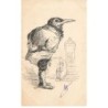 n°24909 - Carte dessinée à l'encre de chine - Marie - Oiseau Habillé les mains dans le dos