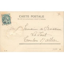 n°24911 - Carte Gaufrée - Femme dans un Médaillon - Eté